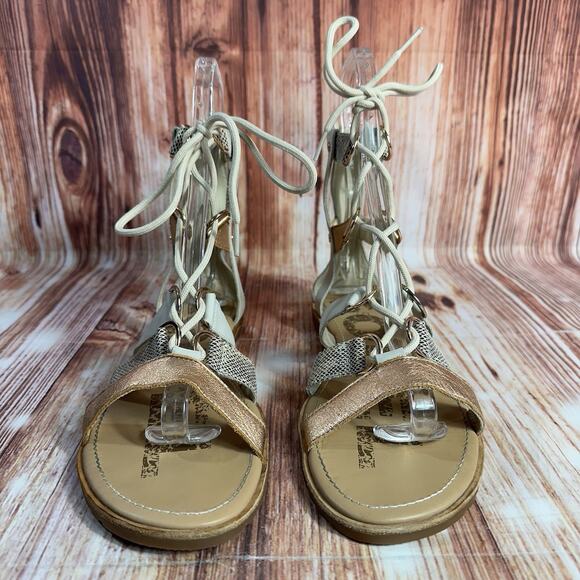 Sorel ELLA Size 10 Leather Zip Lace Up Gladiator Sandals Open Toe Shoe Flats - Picture 2 of 9